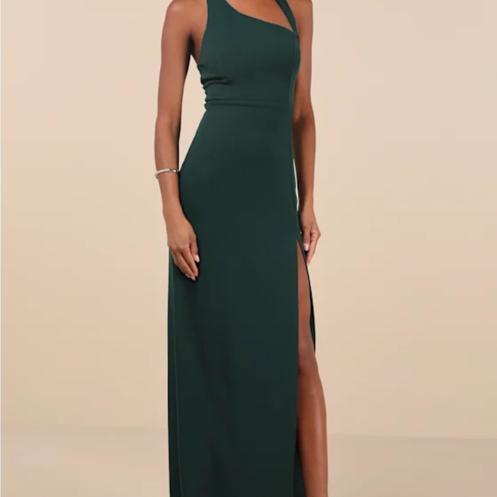 Unforgettable Composure Emerald Asymmetrical Halter Maxi Dress